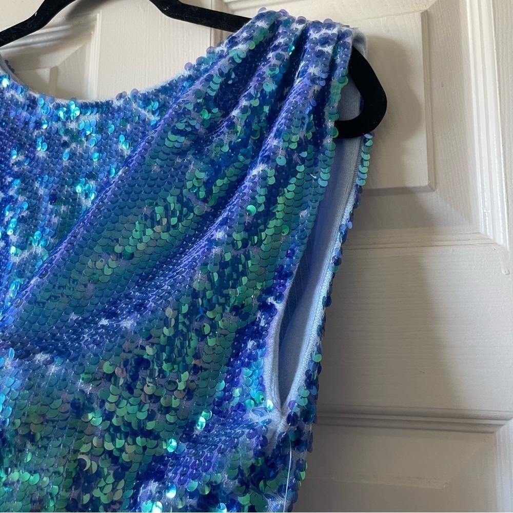 Anthropologie Pilcro Sequined Wool Cashmere Knit Sleeveless Top Sky Blue Size M - Picture 6 of 13